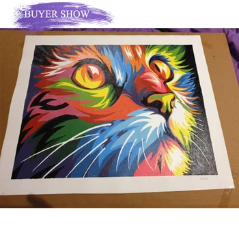 DIY-Maleri Af Numre Farverige Katte Maling Af Tal For Voksne Rammer Til Billeder Acryl Kit Wall Decor børnenes Ferie