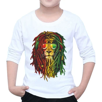 Reggae Mode Tshirt Bob Marley Tegn Print Kids T-Shirt Børn Seje Drenge Med Lange Ærmer Toppe Baby Tøj Y3-4