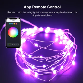 LED String kulørte Lamper RGB Wifi Bluetooth-String Lys til Festival Dekoration Kompatibel med Alexa, Google Hjem Intelligent Liv App