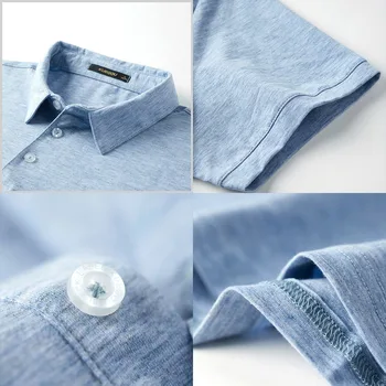 KUEGOU 2020 Sommer Bomuld Solid Blå Polo Shirt Mænd Mode Korte Ærmer Slim Fit Poloshirt Mandlige Afslappet Tøj Mærke Toppen 447