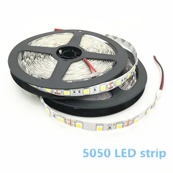 5M LED Strip RGB 5050 lys 12V Fleksibel Hjem Dekoration Belysning SMD 5050 Vandtætte LED Bånd Hvid/Varm Hvid/Blå/Grøn/Rød