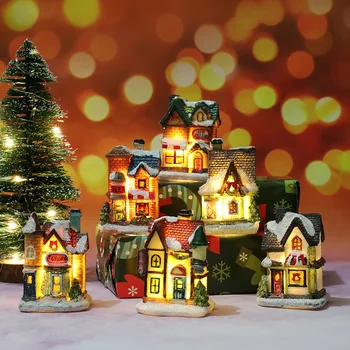 Lille Hus Christmas Light Ornamenter Jul 2020 Glædelig Jul Dekorationer til Hjemmet Kids Xmas Gave Happy New Year 2021