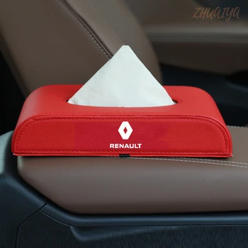 Bil Væv Dæksel Tissue Box Kasser holder PU Læder håndklæde inde papir Blok Tilbehør Til Renault logo Clio Logan Megane