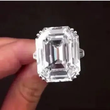 Choucong Smaragd cut 8ct diamant ring i 925 Sterling Sølv Cz Bijou Engagement Bryllup Band Ringe til kvinder, Brude Fest Smykker