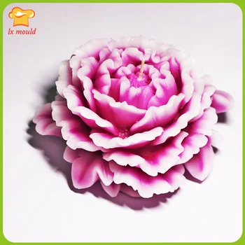 2016 3D-pæon blomster, stearinlys, sæbe silikone formen store udskårne stearinlys blød silikone forme, boligindretning stearinlys silikone værktøjer