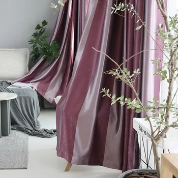 Stribet Ruskind mørklægning gardiner til soveværelset, stuen windows behandling tykke gardiner i hjemmet indretning