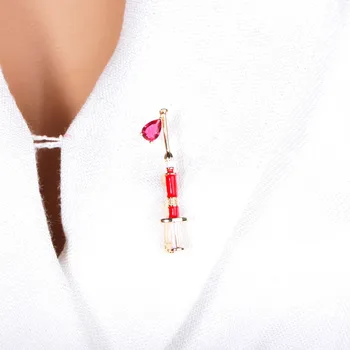 MECHOSEN Mode Medicinsk Broche Nål Rød Emalje Zircon Kobber Smykker Til Læge Sygeplejerske Part, der Passer til Kjole Tørklæde Pins Gaver