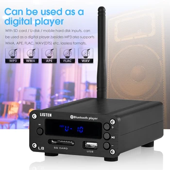 Nobsound HiFi Bluetooth-5.0 Digital Forstærker Stereo Receiver Desktop Hovedtelefon Amp SD / USB-musikafspiller FM-Radio