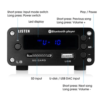 Nobsound HiFi Bluetooth-5.0 Digital Forstærker Stereo Receiver Desktop Hovedtelefon Amp SD / USB-musikafspiller FM-Radio