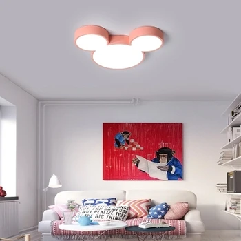Moderne Led-Loftsbelysning Kreativ Farve Armatur Børn Børn Soveværelse Mickey Armatur Fjernbetjening Lampe Kan Dæmpes Med Glans