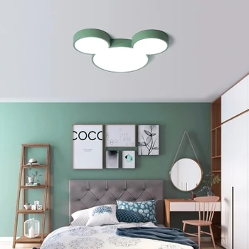 Moderne Led-Loftsbelysning Kreativ Farve Armatur Børn Børn Soveværelse Mickey Armatur Fjernbetjening Lampe Kan Dæmpes Med Glans