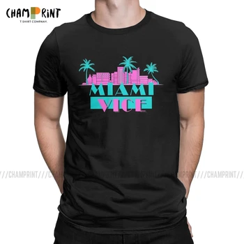 Miami Vice 80'er Retro Filmens Mænd er T-Shirts Vaporwave Casual t-Shirts Kort Ærme Rund Krave T-Shirts Ren Bomuld Grafisk Tøj