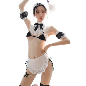 Sexet cosplay Lolita style forklæde søde stuepige outfit babydoll kvindelige lace-mini-skirt tjener kostume punk style sexet stuepige undertøj