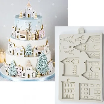 Silicone Mold Fondant Forme Snefnug Forskellige Bygge Snemand Christmas Tree Chokolade Bagning Værktøjer Jul Kage Dekoration