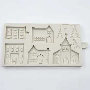 Silicone Mold Fondant Forme Snefnug Forskellige Bygge Snemand Christmas Tree Chokolade Bagning Værktøjer Jul Kage Dekoration