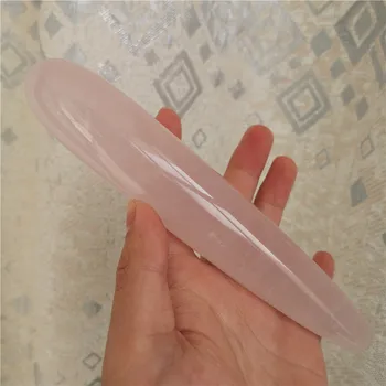 18cm Naturlige rosa kvarts krystal wand Personlighed pink kvarts massage stav Gemstone beauty bar Yoni Healing for kvinder gave