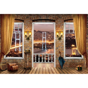Yeele Indvendigt Gardin Balkon By Night View Fotografering Baggrund Personlig Fotografiske Baggrunde Til Foto-Studio