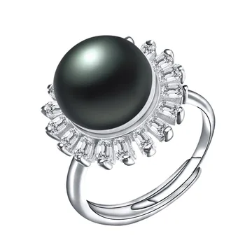 2020 New Høj Kvalitet Naturlige Ferskvands Perle Ringe Skinnende Blomst Zircon Ring For Kvinder 925 sterling sølv Luksus Fine Smykker