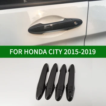 For Honda CITY-2019 Honda Ballade Nåde Sort Carbon Fiber mønster dørhåndtag Dække Bezel Trim 2016 2017 2018