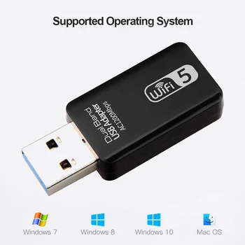 WD-4601AC 1200Mbps USB Wifi Network Card Adapter 2,4 G/5G Dual-Band Wireless-Modtageren Dongle til Desktop, Laptop netværkskort