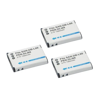 3Pcs D-LI88 D LI88 DB-L80 Genopladelige Batterier DB L80 Til Sanyo VPC-CG10 VPC-CG20 For PENTAX VPC-CG88 CG100 Kamera Batteri