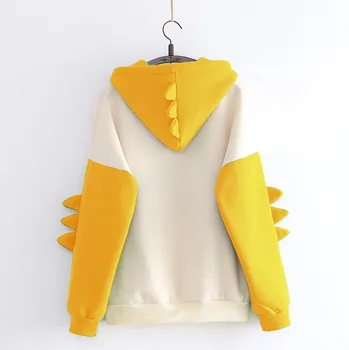 Fashion Kvinder Casual Sweatshirt Toppe Splejse Dinosaur Print, Lange Ærmer Harajuku Hættetrøjer Sudaderas Mujer 2019 Tøj Til Kvinder
