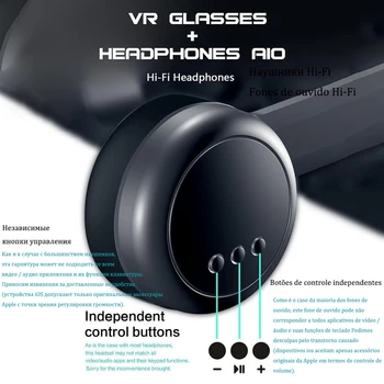 3D VR Headset Smart Virtual Reality Briller, Hjelm til Smartphones Telefon Linser med Controllere Hovedtelefoner 7 Inches Kikkert