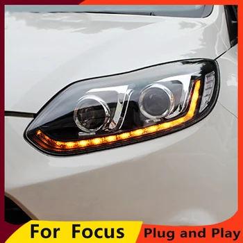 KOWELL Bil Styling Forlygter til Ford Focus 2012-LED Forlygte til Fokus Hoved Lygte, LED Kørelys, LED KØRELYS