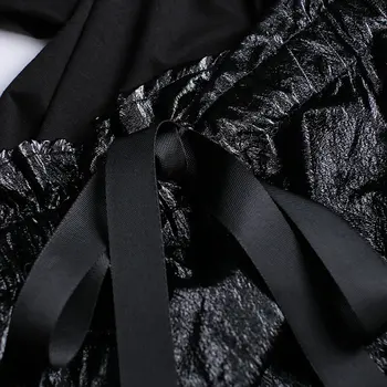 XITAO Tidevandet Plus Size Patchwork Lomme Kjole Sort Kvinder Tøj 2020 Efteråret Nye Mode Hooded Krave Elegant Kjole Top ZP3512