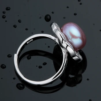 Nye Luksus Blomst Zircon Ring For Kvinder Store Naturlige Ferskvands Perle Ring I 925 Sterling Sølv Skinnende Brude Tilbehør Smykker