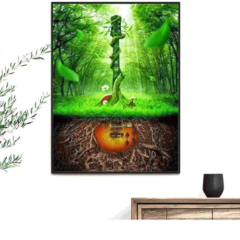 DIY-Maleri Af Numre Guitar Tree Olie Billede Af Tal Landskab 40 × 50cm Væg Kunst, Lærred Billede Hånd Malet Hjemmet Indretning