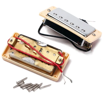 Sæt Dobbelt Spole Humbucker Pickup Elektrisk Guitar Hals&Bridge-Pickup Krom Med Gul Ramme Passer Lp Guitar