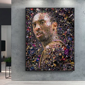 Kobe Bryant Væg Kunst, Basketball Stjerne Portræt Maleri Plakat Væg Kunst Billeder til stuen Hjem Indretning (Ingen Ramme)