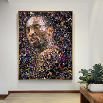 Kobe Bryant Væg Kunst, Basketball Stjerne Portræt Maleri Plakat Væg Kunst Billeder til stuen Hjem Indretning (Ingen Ramme)