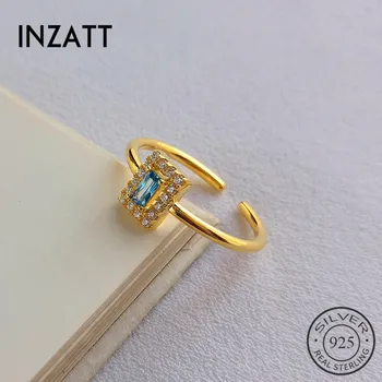 INZATT Ægte 925 Sterling Sølv Zircon Resizable Ring For Kvinder, Søde Blå Krystal Fine Smykker Minimalistisk Tilbehør 2019 Gave