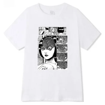 Manga Junji Ito T-Shirts Japansk Anime Horror Piger Shirt Grafiske Tees Harajuku