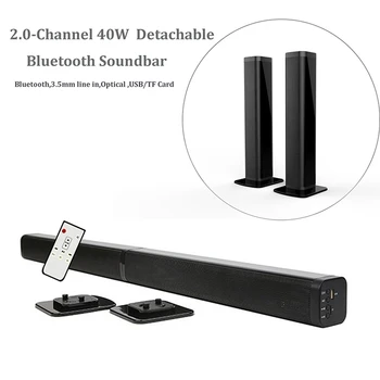 Trådløs Bluetooth-Aftagelig TV Soundbar HiFi Højttaler o Home Theater Sound Bar Støtte Optisk SPDIF AUX IN