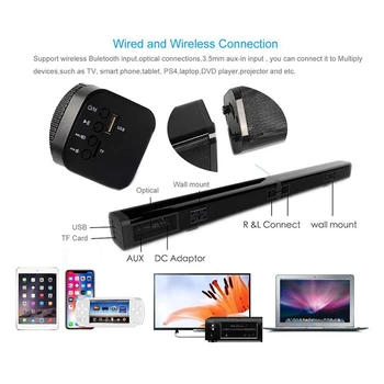 Trådløs Bluetooth-Aftagelig TV Soundbar HiFi Højttaler o Home Theater Sound Bar Støtte Optisk SPDIF AUX IN
