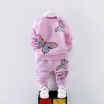 2020 Forår, Efterår Pige Tøj Afslappet Baby Tøj, Børn, Passe Spædbarn Tegnefilm Butterfly Sweatshirts Sports Bukser Kids Sæt