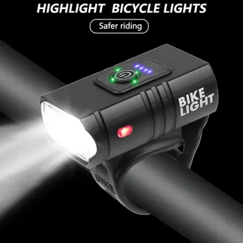 LED Cykel Lys T6 10W 800LM 6 Modes USB-Genopladelige Power Displayet MTB Mountain Road Cykel Foran Lampen Cykling Equipmen#T3