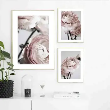 Scandinavaian Pink Blomster, Blade Plakat Steg Nordiske Væg Kunst Billede, Print På Lærred Maleri, Modern Living Room Dekoration