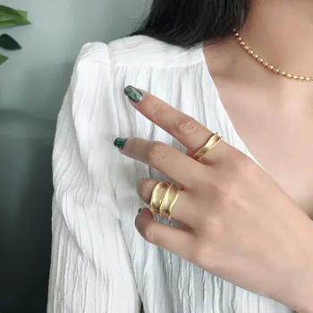 Koreanske version af S925 sterling sølv ring INS kolde vind enkel bred pensel kvindelige ring personlig sølv ring