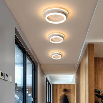 Ny Runde Design-LED-loftslampe Korridor Art Gallery Dekoration Foran Balkon Lampe Hvid Sort Lamparas De Techo Plafondlamp