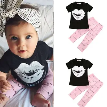 2stk Nyfødte Baby Pige Tøj kortærmet T-shirt, Toppe+Søde Bukser, Leggings Sæt Tøj Kostume 2020 Ny