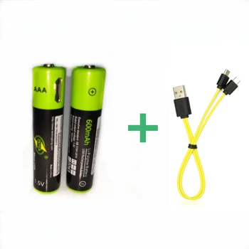 Hot salg 2STK ZNTER USB-1,5 V AAA genopladelige batteri USB-600mAh genopladeligt lithium-polymer-batteri +1STK Mikro-USB-kabel