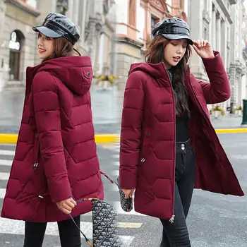 Kvinder er vinter jakke mode 2020 ny koreansk mid-længde polstret jakke kvinders ned polstret jakke tykke slim fit jakke