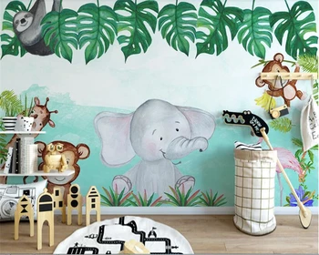 Beibehang Custom dekorative maleri papel de parede tapet Nordiske moderne minimalistisk dyr, elefant blomst børneværelse