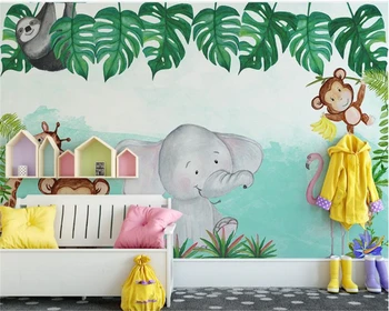 Beibehang Custom dekorative maleri papel de parede tapet Nordiske moderne minimalistisk dyr, elefant blomst børneværelse