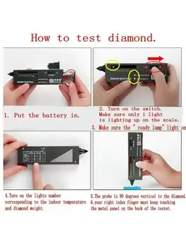 Bærbare Diamant Tester Pen med 60X LED Tændte Lup luplamper Combo B36D