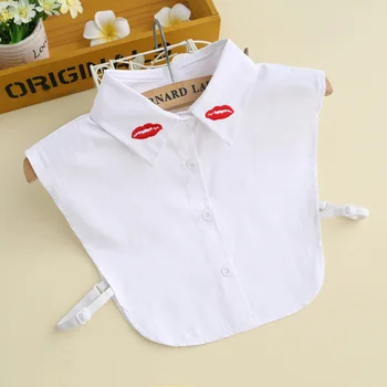 Elegant Falske Krave til Kvinder Shirt Aftagelige Kraver Solid Halvdelen Shirt Revers Blouse Top Kvindelige Hvid Imiteret Col Tøj Tilbehør
